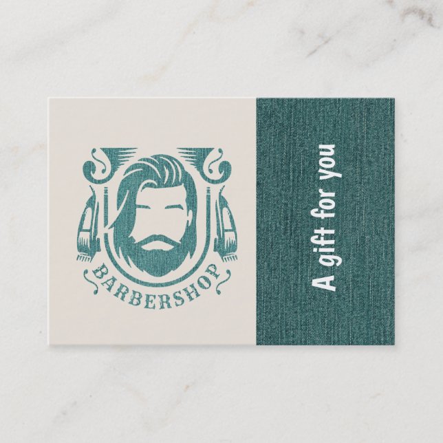 Barbershop Blue Jeans Textur Geschenkgutschein Rabattkarte (Vorderseite)