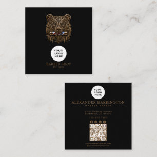 Barbershop Bronze Bear Professional QR-Code Quadratische Visitenkarte