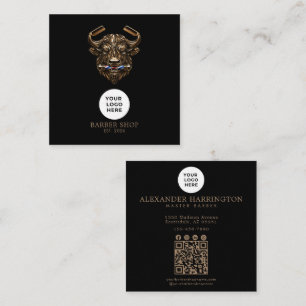 Barbershop Bronze Büffel Professional QR-Code Quadratische Visitenkarte