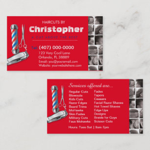 Barbershop Business Card Barber Pol, Clippers com Visitenkarte