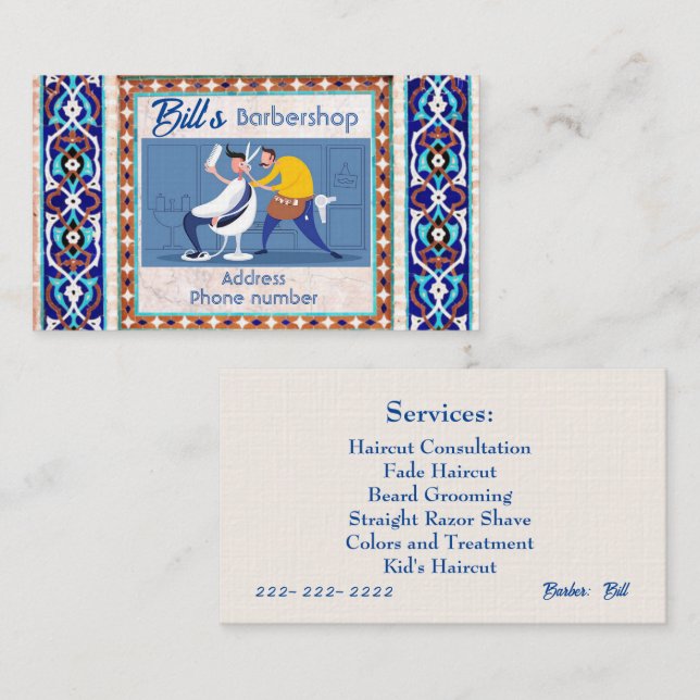 Barbershop Business Card Visitenkarte (Vorne/Hinten)