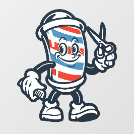 Barbershop Cartoon Barber Pole Character Fensteraufkleber