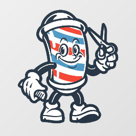Barbershop Cartoon Barber Pole Character Fensteraufkleber