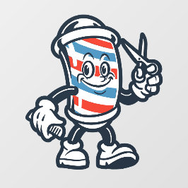 Barbershop Cartoon Barber Pole Character Fensteraufkleber
