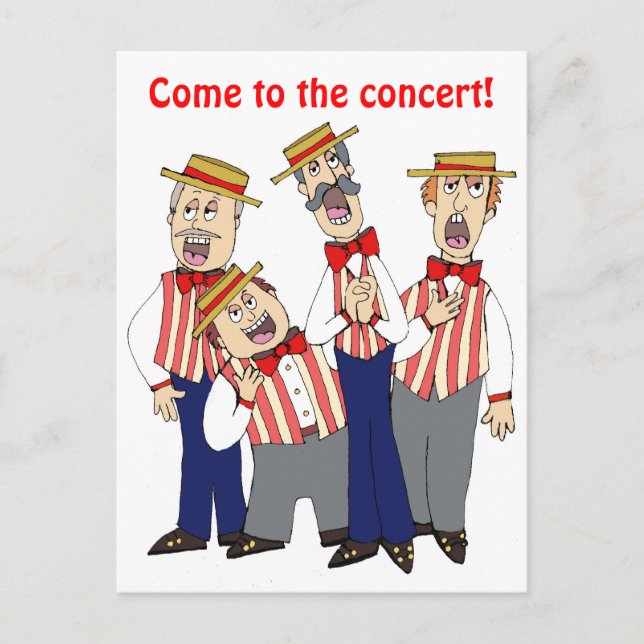 Barbershop Cartoon Quartett Persönliche Einladung (Vorderseite)