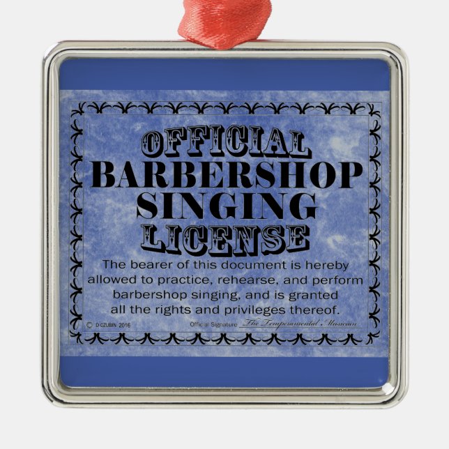 Barbershop Chanter Licence Ornement métallique (Devant)