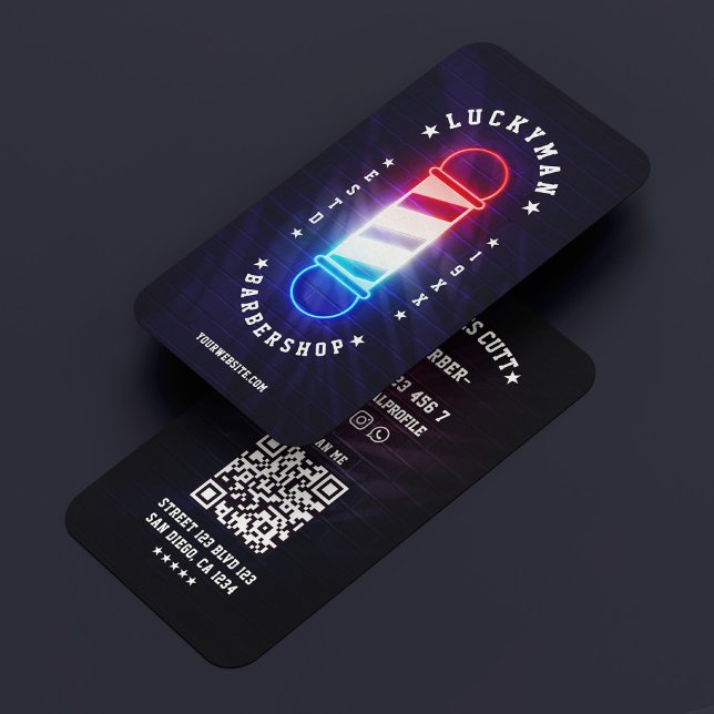 Barbershop Classic Red White Barber Pole Visitenkarte (Barbershop Classic Red White Blue Barber Pole Business Card
)