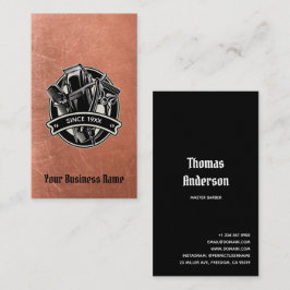 Barbershop Copper Vintag Razor Comb Clippers Logo Visitenkarte