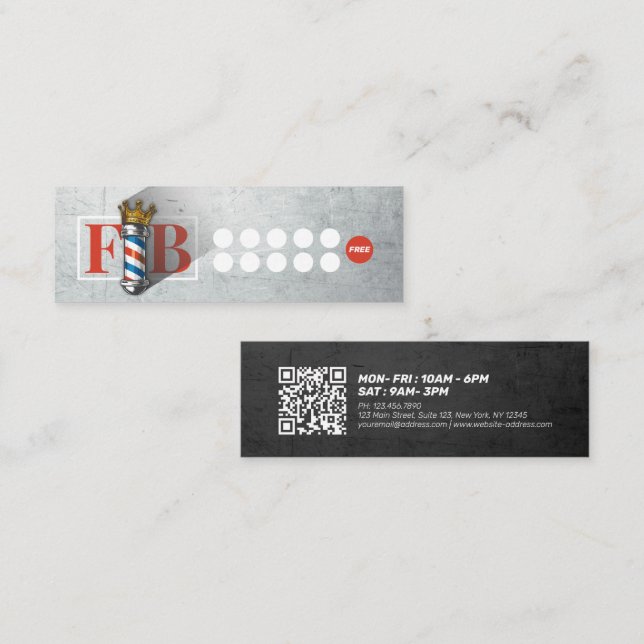 BarberShop Crown Barber Pole Friseur Salon Loyalit Mini Visitenkarte (Vorne/Hinten)