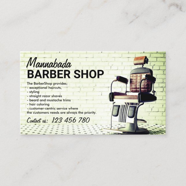 Barbershop Custom Green Foto Visitenkarte (Vorderseite)