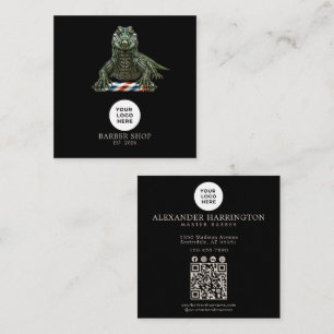 Barbershop Emerald Alligator Professional QR-Code Quadratische Visitenkarte