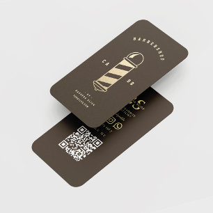 Barbershop Gold Barber's Pole Monogram Visitenkarte