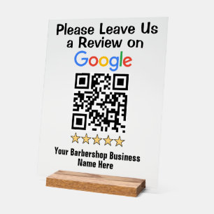 Barbershop Google Review QR-Code Acrylschild