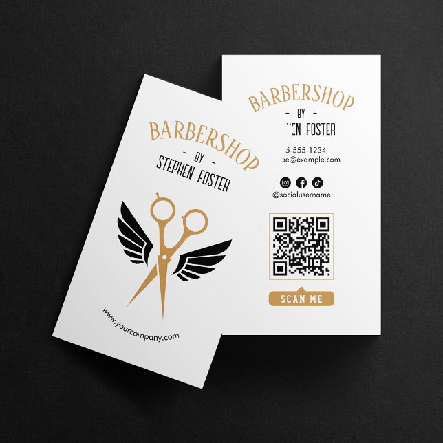 Barbershop Hair Friseur Barbershop White Visitenkarte (Von Creator hochgeladen)
