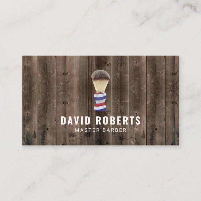 Barbershop-Hair-Stylist-Holz für Barberspieß-Logo Visitenkarte (Vorderseite)