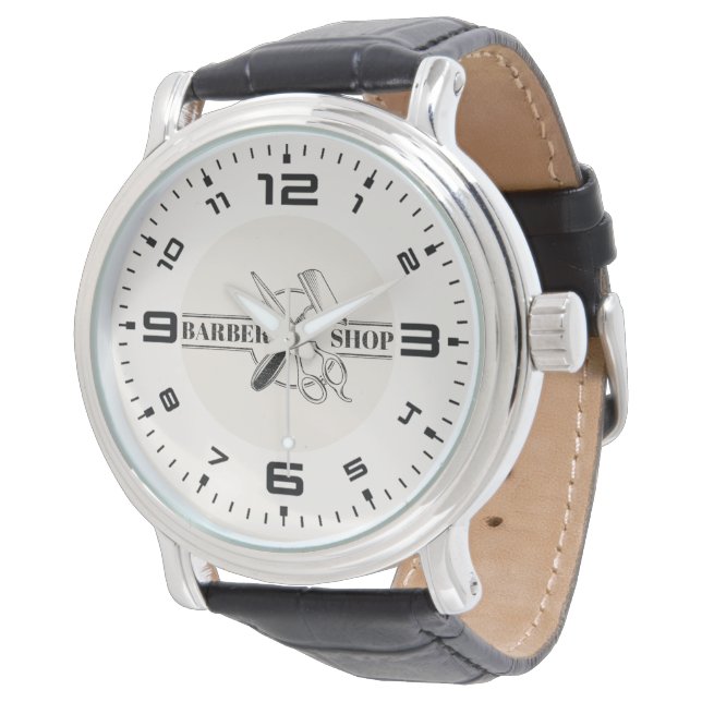 Barbershop Leder Look Armbanduhr (Schrägansicht)