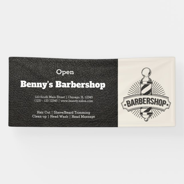 Barbershop Leder Look Banner (Horizontal)