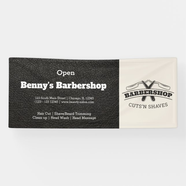 Barbershop Leder Look Banner (Horizontal)
