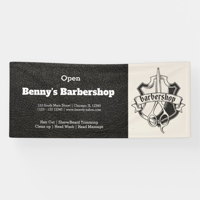 Barbershop Leder Look Banner (Horizontal)