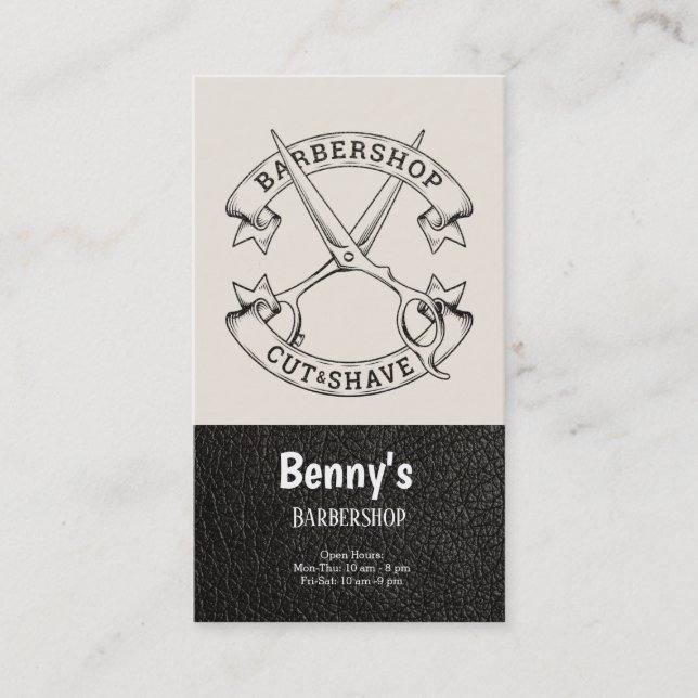 Barbershop Leder Look Visitenkarte (Vorderseite)