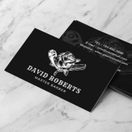 Barbershop-Logo für Barbershop-Rose Schlicht Black Visitenkarte