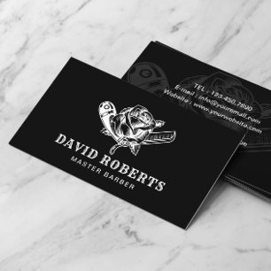 Barbershop-Logo für Barbershop-Rose Schlicht Black Visitenkarte