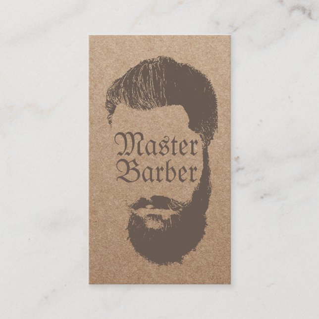 Barbershop Master Barber Rustic Kraft Haair Visitenkarte (Vorderseite)