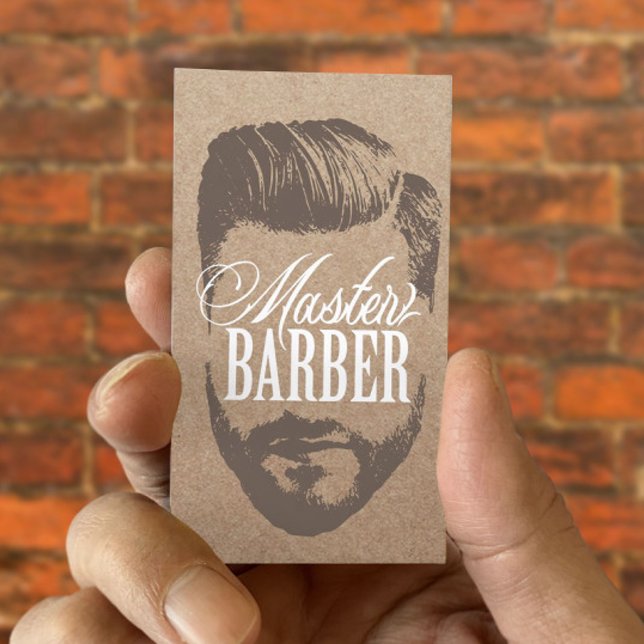 Barbershop Master Barber Rustic Kraft Hair #2 Visitenkarte (Von Creator hochgeladen)