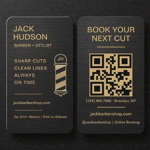 Barbershop Metallic Schwarz Gold Friseur Haarschni Visitenkarte