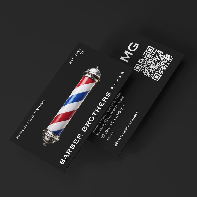 Barbershop Modernes klassisches Barberglas Pole Bl Visitenkarte (Barbershop Modern Classic Barber Pole Black Business Card
)