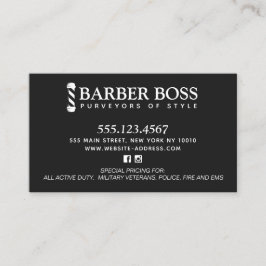 Barbershop Pole Black and White Business B Visitenkarte