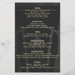 Barbershop-Preisliste Service-Menü Flyer