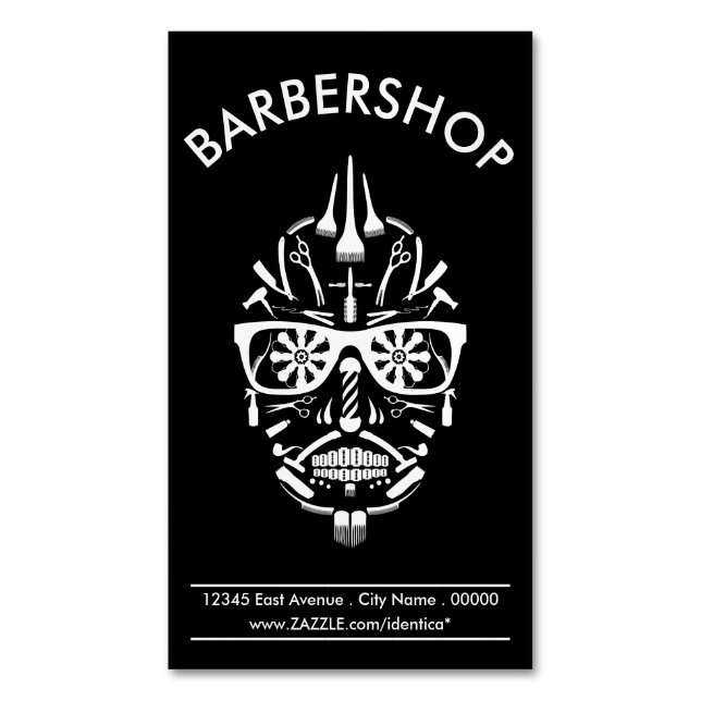 Barbershop Punk calavera magnetische Visitenkarte (Vorderseite Vertikal)