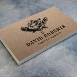 Barbershop Razor & Rose Barbershop Rustic Kraft Visitenkarte