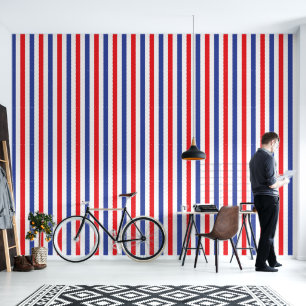 Barbershop Roter, Weißer und Blauer Vertikaler Str Tapete