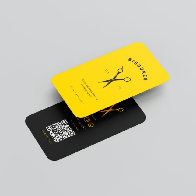 Barbershop Schere Haarstylist Yellow Barber Visitenkarte (Barbershop Scissors Hairstylist Yellow Barber Business Card
)