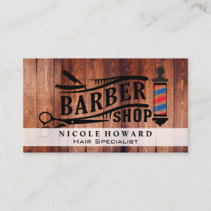 Barbershop Scheren Holzplatten Visitenkarte