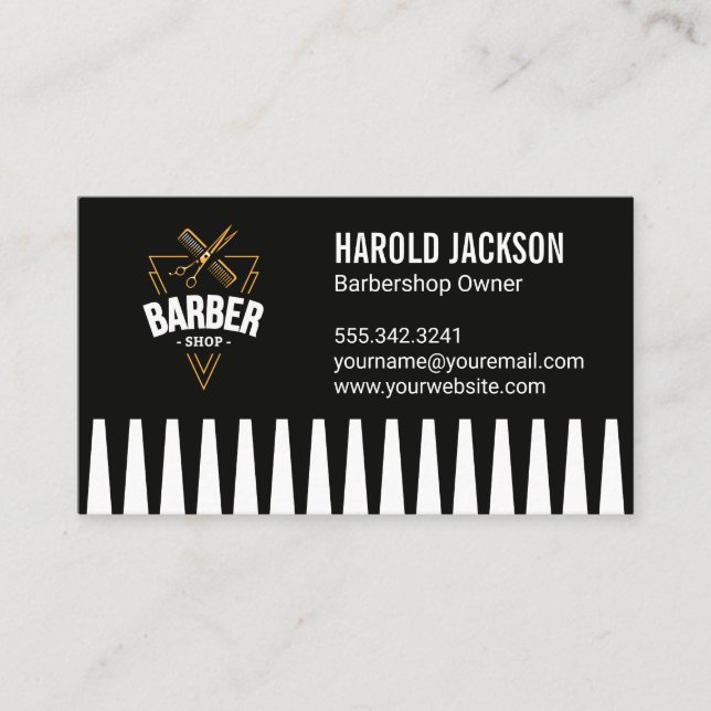 Barbershop Scheren und Kamm Visitenkarte (Vorderseite)