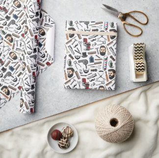Barbershop Shave Man Haircut Barber Pole Geschenk Geschenkpapier