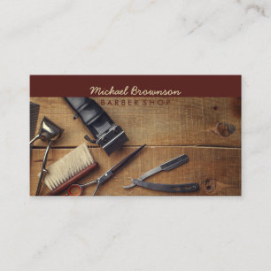 Barbershop Supply Foto Scissor Razor Visitenkarte