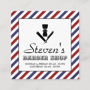 Barberstreifen und Logo Vintage-Cover Quadratische Visitenkarte
