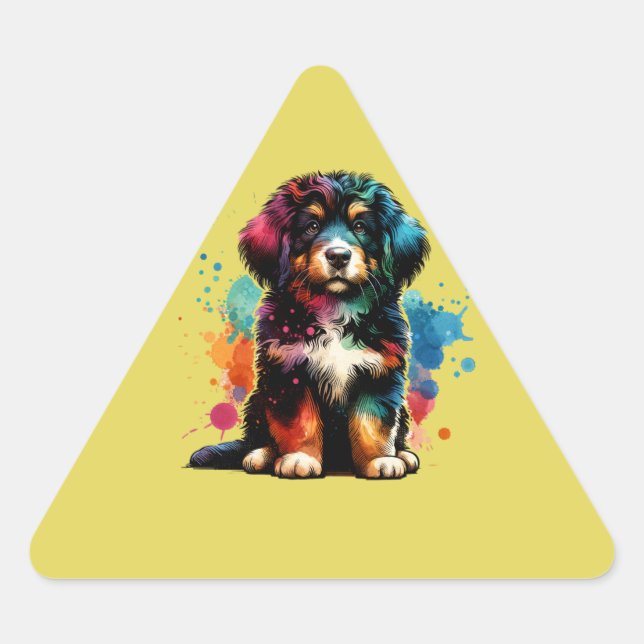 Barbet Dog Dreieckiger Aufkleber (Vorderseite)