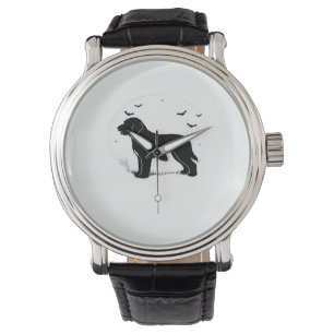 Barbet Dog - Halloween-Mond-Silhouette Oversifizie Armbanduhr