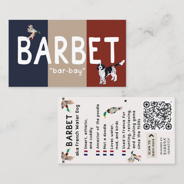 BARBET Dog Info Card Visitenkarte (Vorne/Hinten)