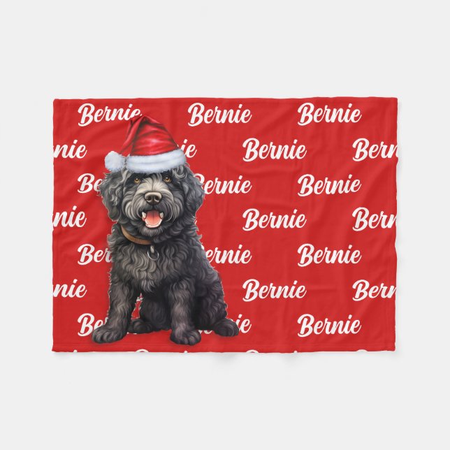 Barbet Dog Name Gemustert Weihnachten Fleecedecke (Vorderseite (Horizontal))