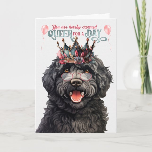 Barbet Dog Queen für Day Funny Birthday Karte (Vorderseite)