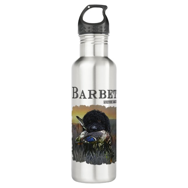 Barbet, französischer Wasserdog Edelstahlflasche (Vorderseite)