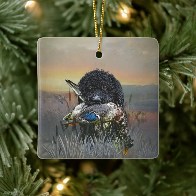 Barbet, französischer Wasserdog Keramikornament (Baum)