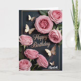 Barbie pink roses flowers karte