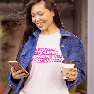 Barbiecore Hot Pink Long Term Lässig Girlfriend T-Shirt
